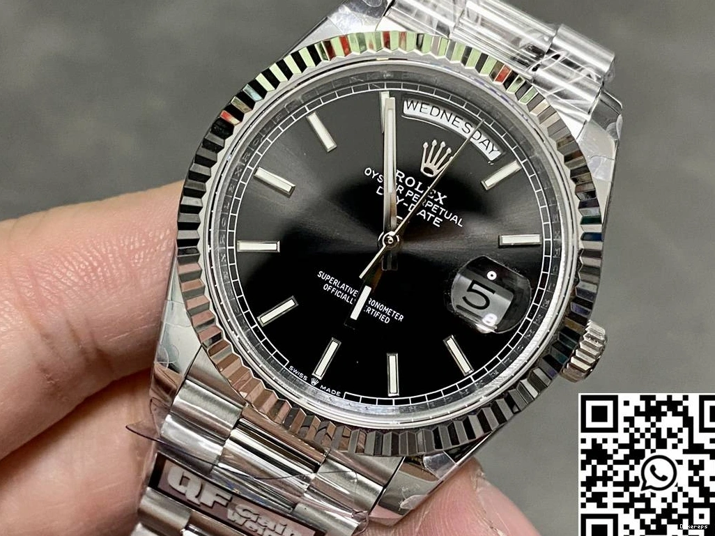 Factory Tungsten QF v5 Day M228239-0004 Date Dial Black Steel Rolex 0315